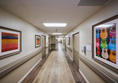 A hallway at Huntington Park Nursing Center