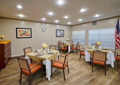 The main dining area at Huntington Park Nursing Center